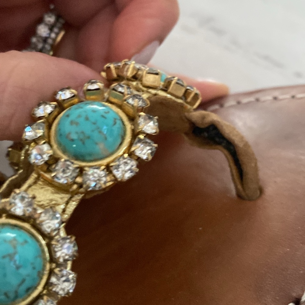Mystique Boutique Gold and Turquoise Sandals - Picture 5 of 7